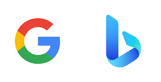 bing-google-logo Google- und Bing-Logos nebeneinander auf weißem Hintergrund, perfekt zur Veranschaulichung der Leistungen einer SEO Agentur Hamburg Buchholz.